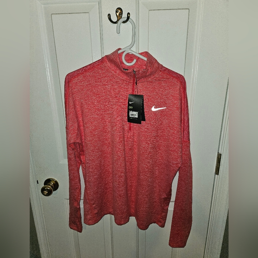 Nike Coral Heathered Quarter-Zip Top